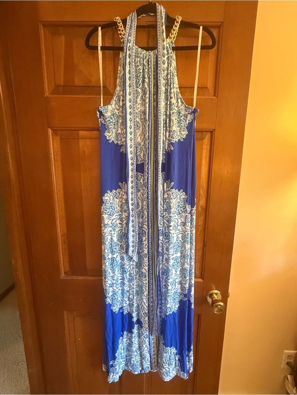 Lilly Pulitzer Blue & White Paisley Halter Maxi Dress